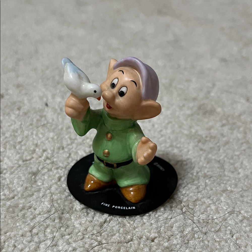 Disney Vintage Whimsical Dopey Dwarf Figurine with Bird | Snow White